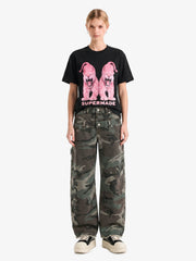 Retro Double Waist Camouflage Barrel Pants - 2555 