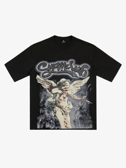 Retro Cupid Rhinestone Graphic T-Shirt 