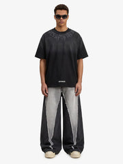 Retro Gradient Letter Printed Washed Oversize T-shirt 