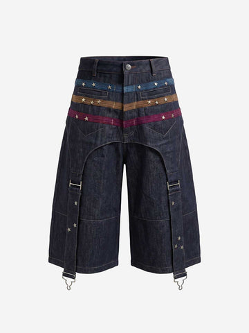 Vintage Shorts mit weitem Bein und Sternenbesatz