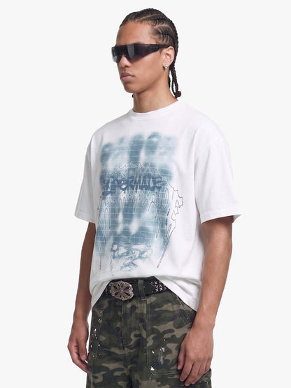 Dark Grid Skull Graphic T-Shirt 