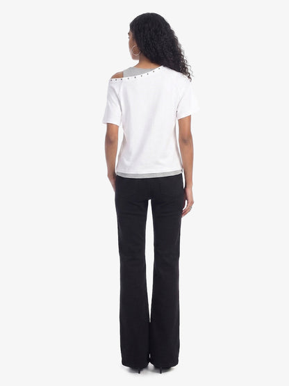 Gothic-Layered Grommet Strap T-Shirt 