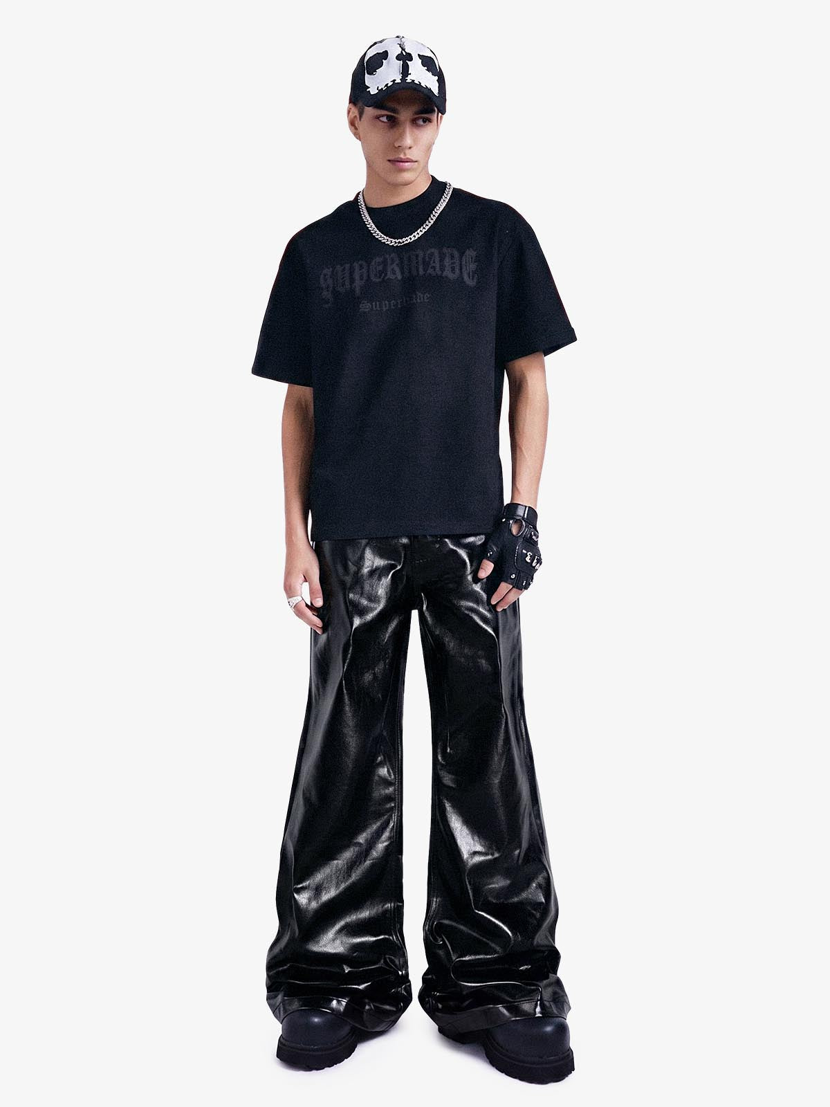 Thesupermade Glossy Patent Leather Flare Pants - 2396 