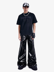 Thesupermade Glossy Patent Leather Flare Pants - 2396 