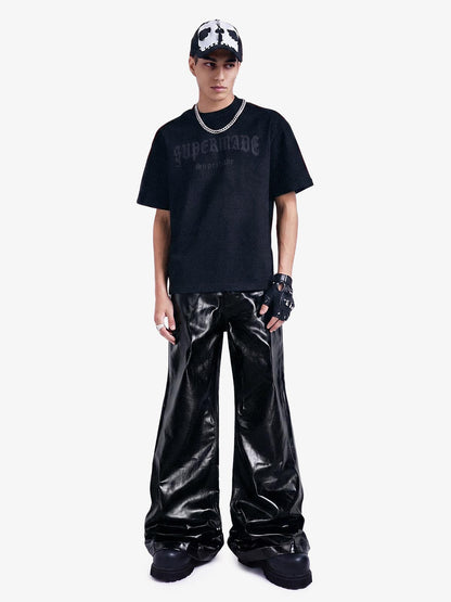 Thesupermade Glossy Patent Leather Flare Pants - 2396 