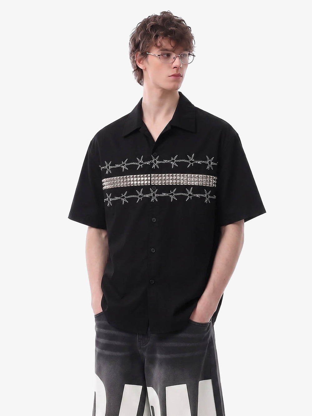 Barbed Wire Graphic Short Sleeve Shirt 