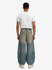 Vintage Mud-Dyed Distressed Barrel Jeans - 2537 