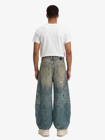 Vintage Mud-Dyed Distressed Barrel Jeans - 2537 