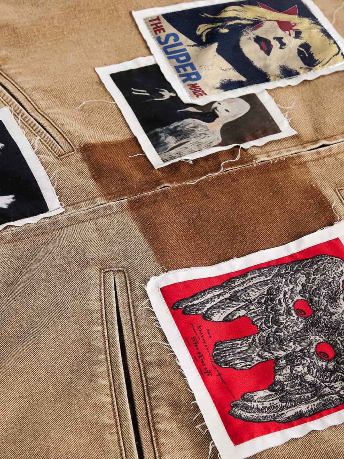 Punk Retro Collage Print Distressed Heavy Jacket 