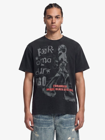 Cyber Portrait Graphic Oversized T-Shirt 