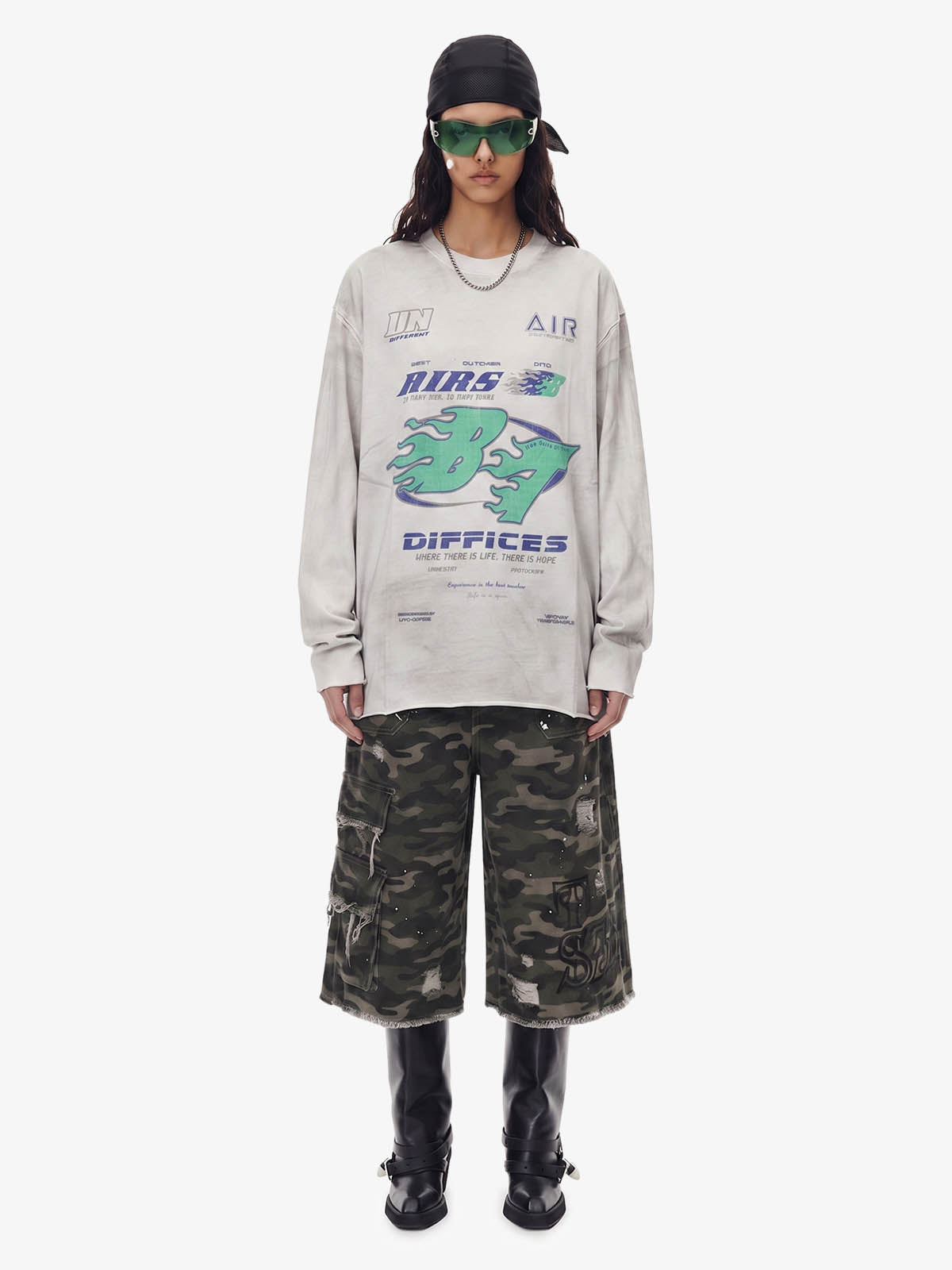 Thesupermade Washed Edge Long Sleeve T-Shirt 