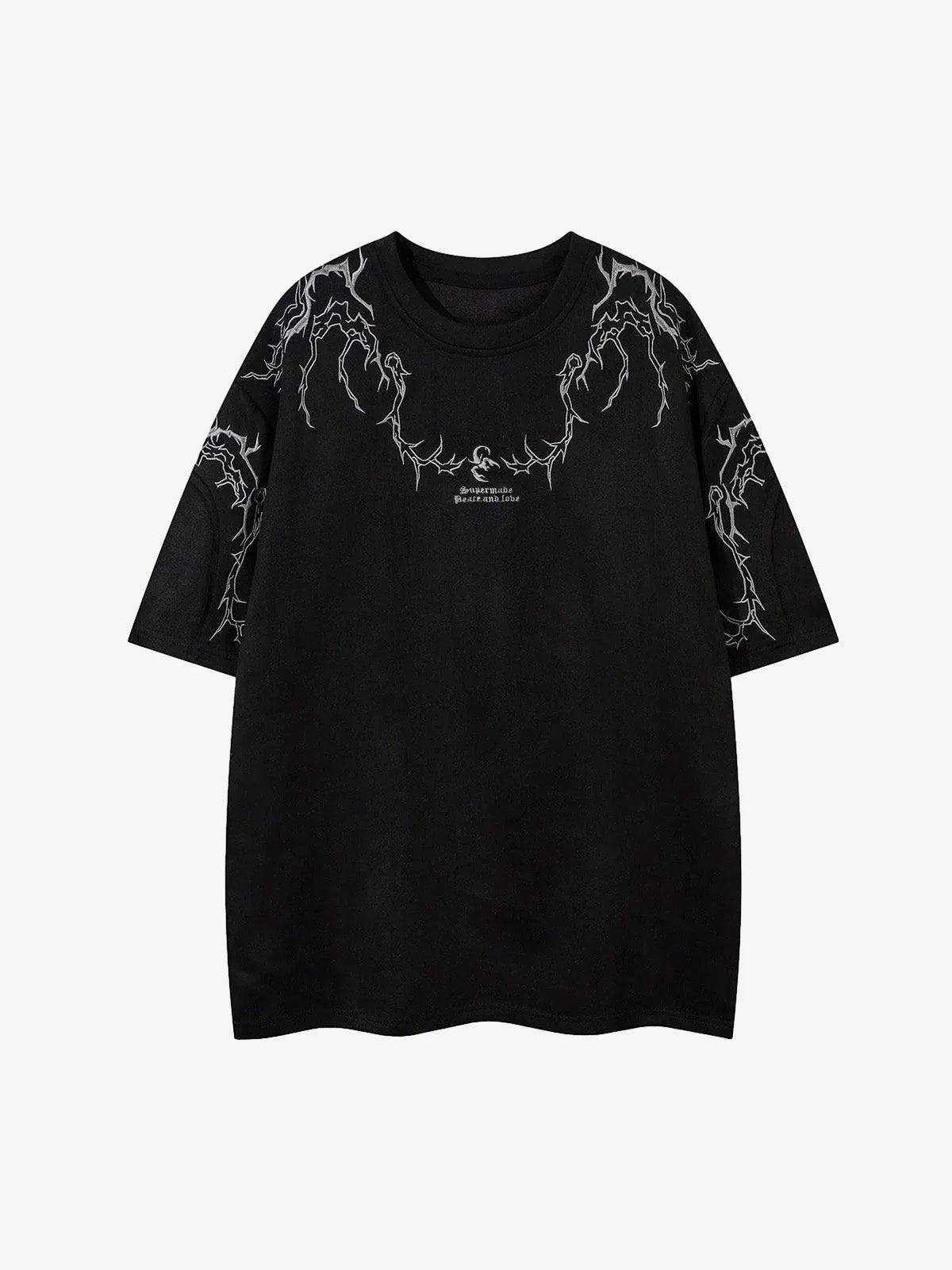 Thorn Embroidery Suede T Shirt
