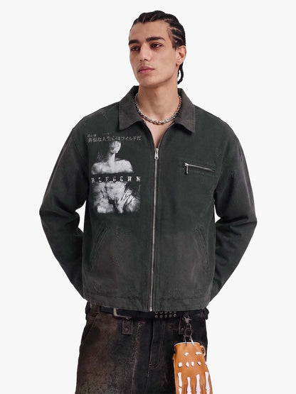 Vintage Washed Character Graphic Jacket 