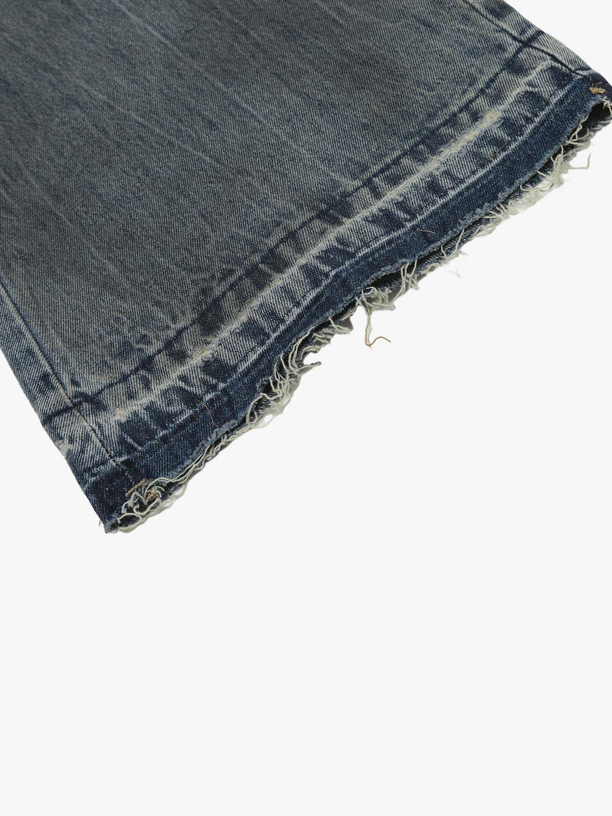 Layered Ripped Straight-Leg Jeans