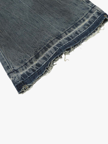 Layered Ripped Straight-Leg Jeans