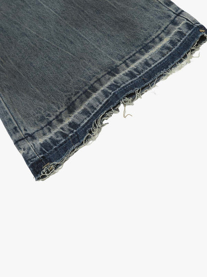 Layered Ripped Straight-Leg Jeans