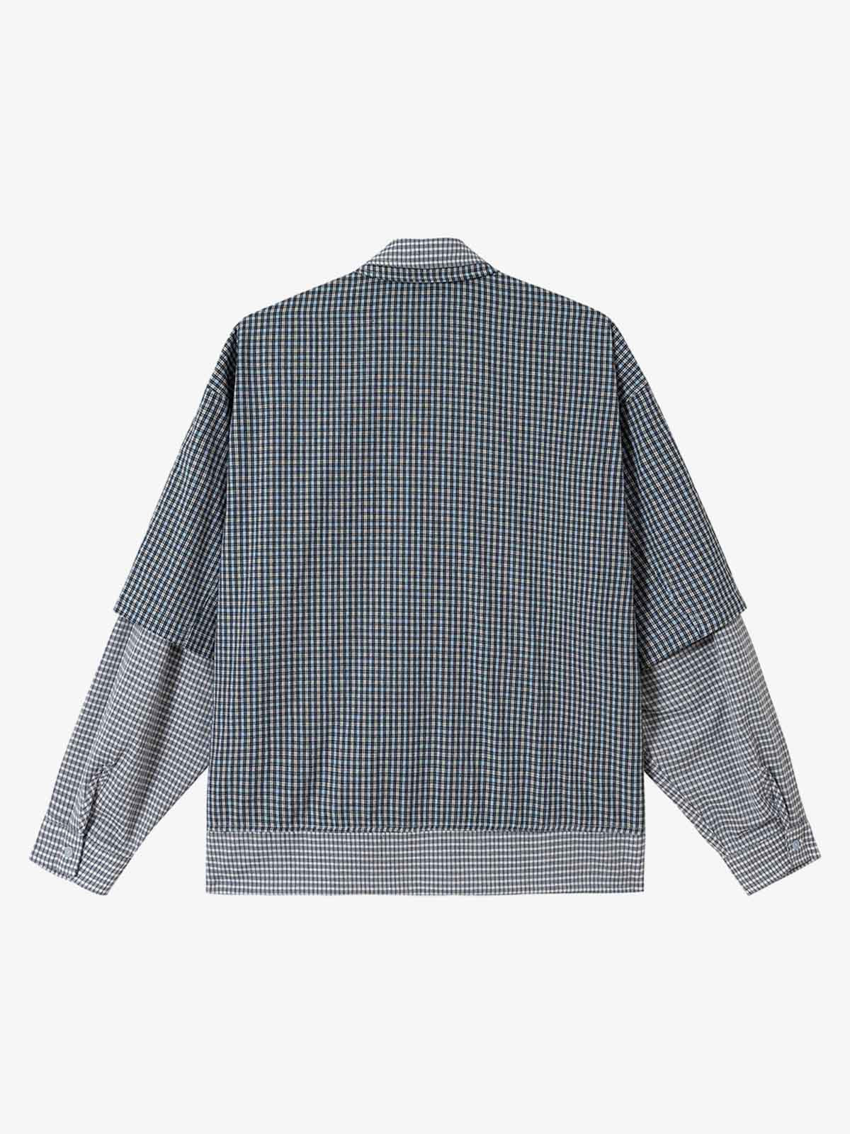 Thesupermade Double-layered Plaid Deconstructed Shirt 