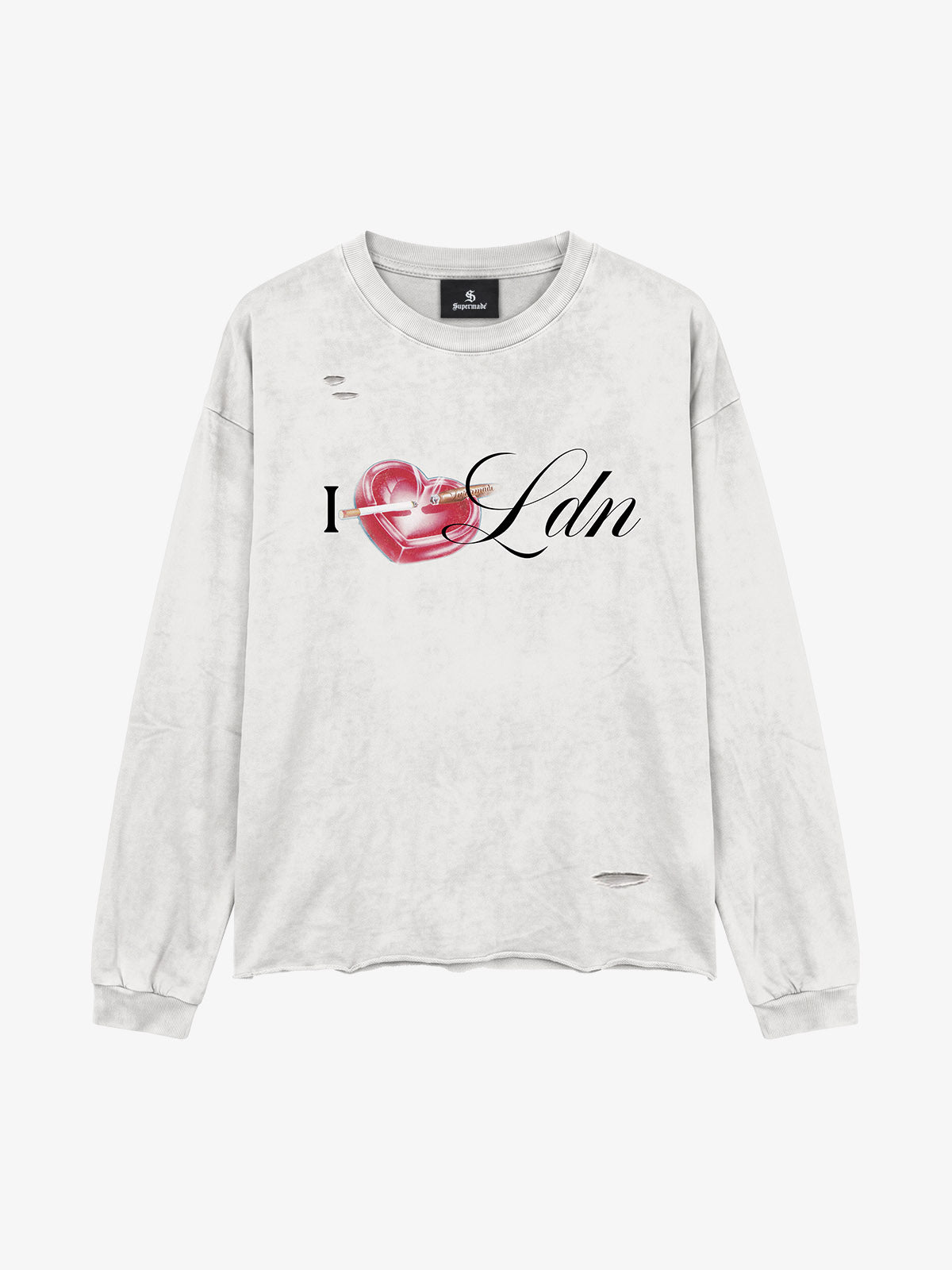 London Limited Edition, Washed Slash‑Print Long‑Sleeve T‑Shirt