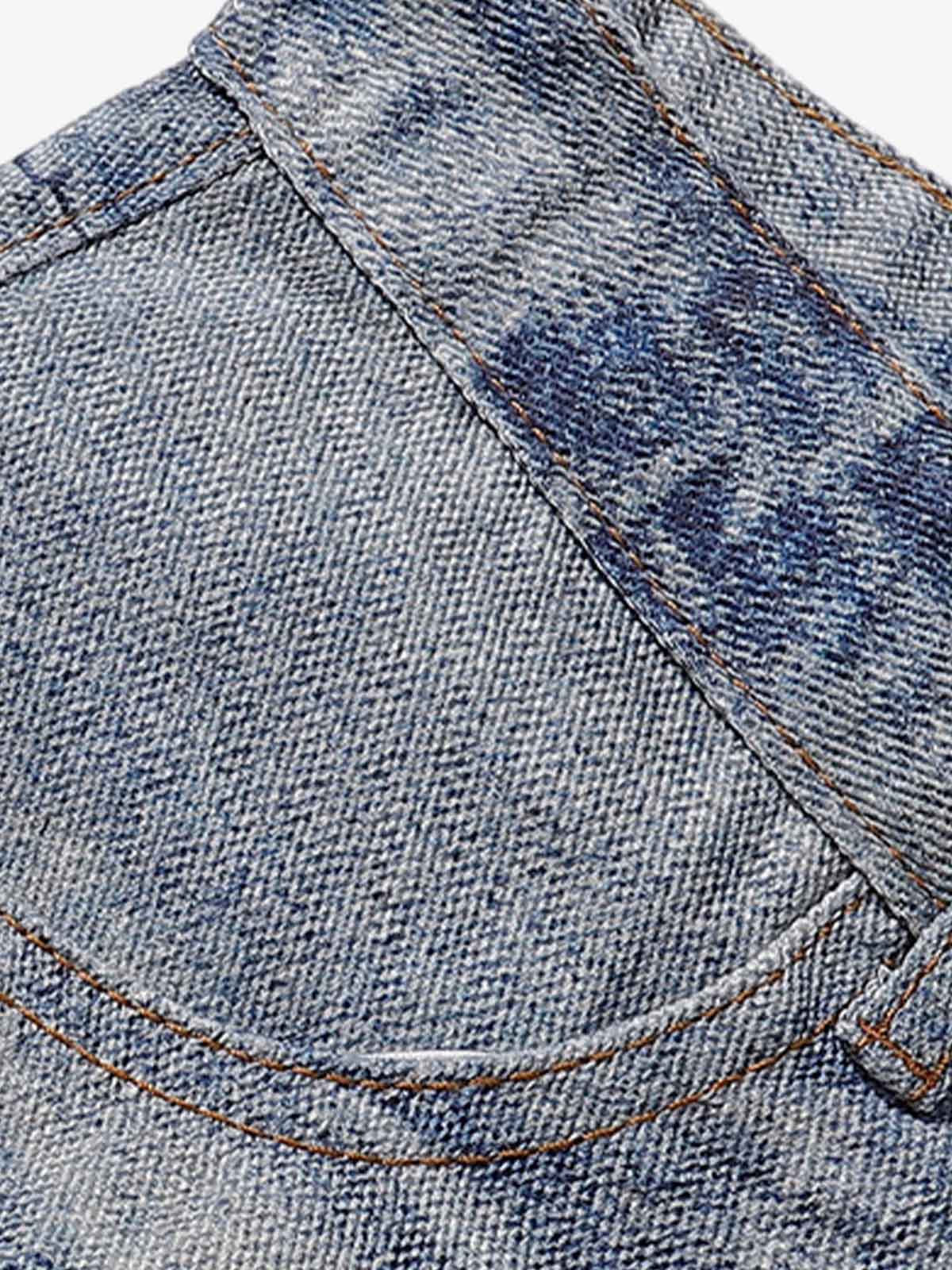 Street Chain Pendant Deconstructed Jeans 