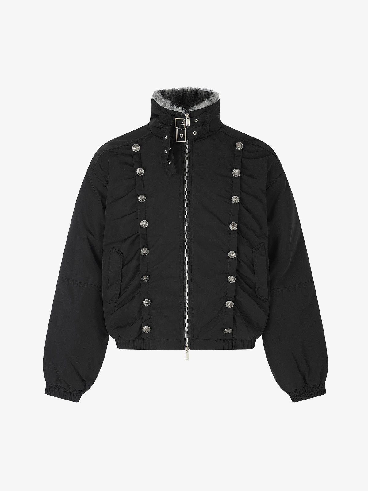 Napoleonic Double-Breasted Peaked-Lapel Padded Coat
