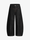 Street Culottes Red Stitching Barrel Jeans 