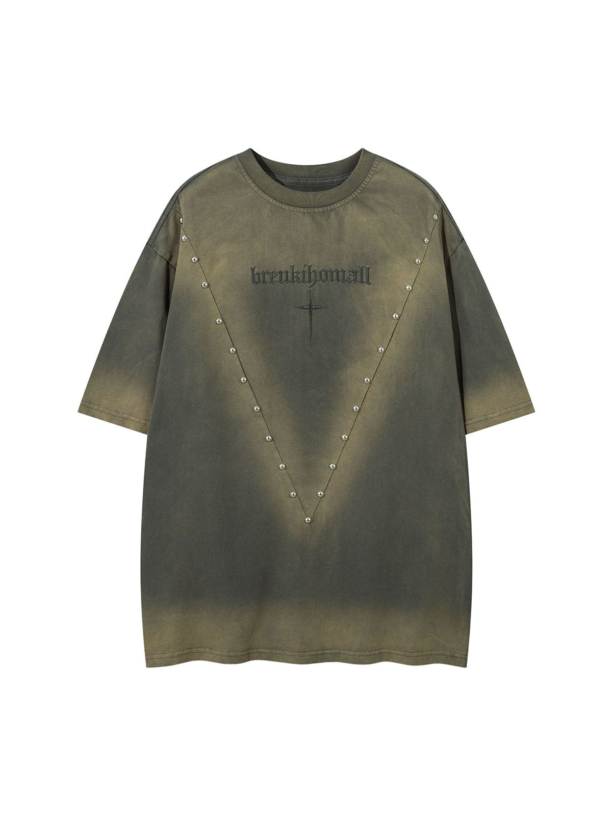 Oversized Cross and Studed T-Shirt 