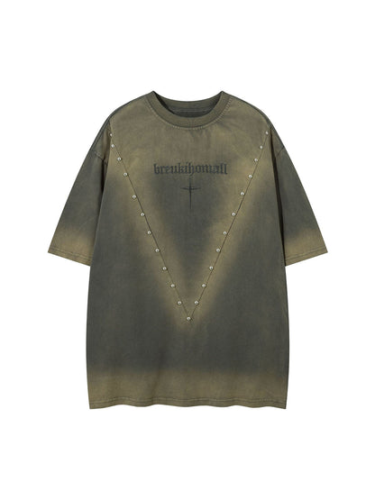 Oversized Cross and Studed T-Shirt 