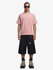 Suede Panel SUPERMADE Embroidered Short Sleeve T-Shirt - 2616 