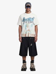 Retro Street Peace Dove Angel Rhinestone T-Shirt 