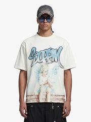 Retro Street Peace Dove Angel Rhinestone T-Shirt 