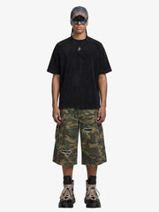Retro Ripped Camouflage Cropped Shorts- 2387 