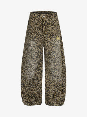 Leopard Heart Print Wide-Leg Pants for Women - Trendy and Stylish Design 