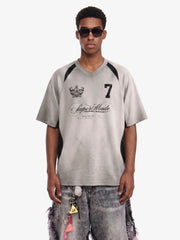 Faux Suede Panel Graphic T-Shirt 