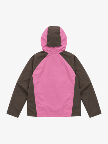 Color Block Embroidered Cropped Hooded Windbreaker