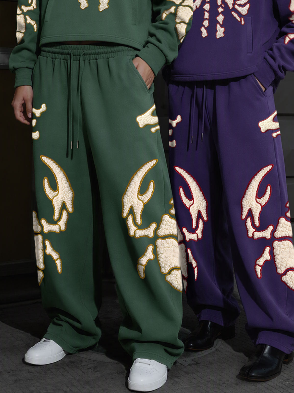 Scorpion Skeleton Terry Embroidered Wide-Leg Sweatpants