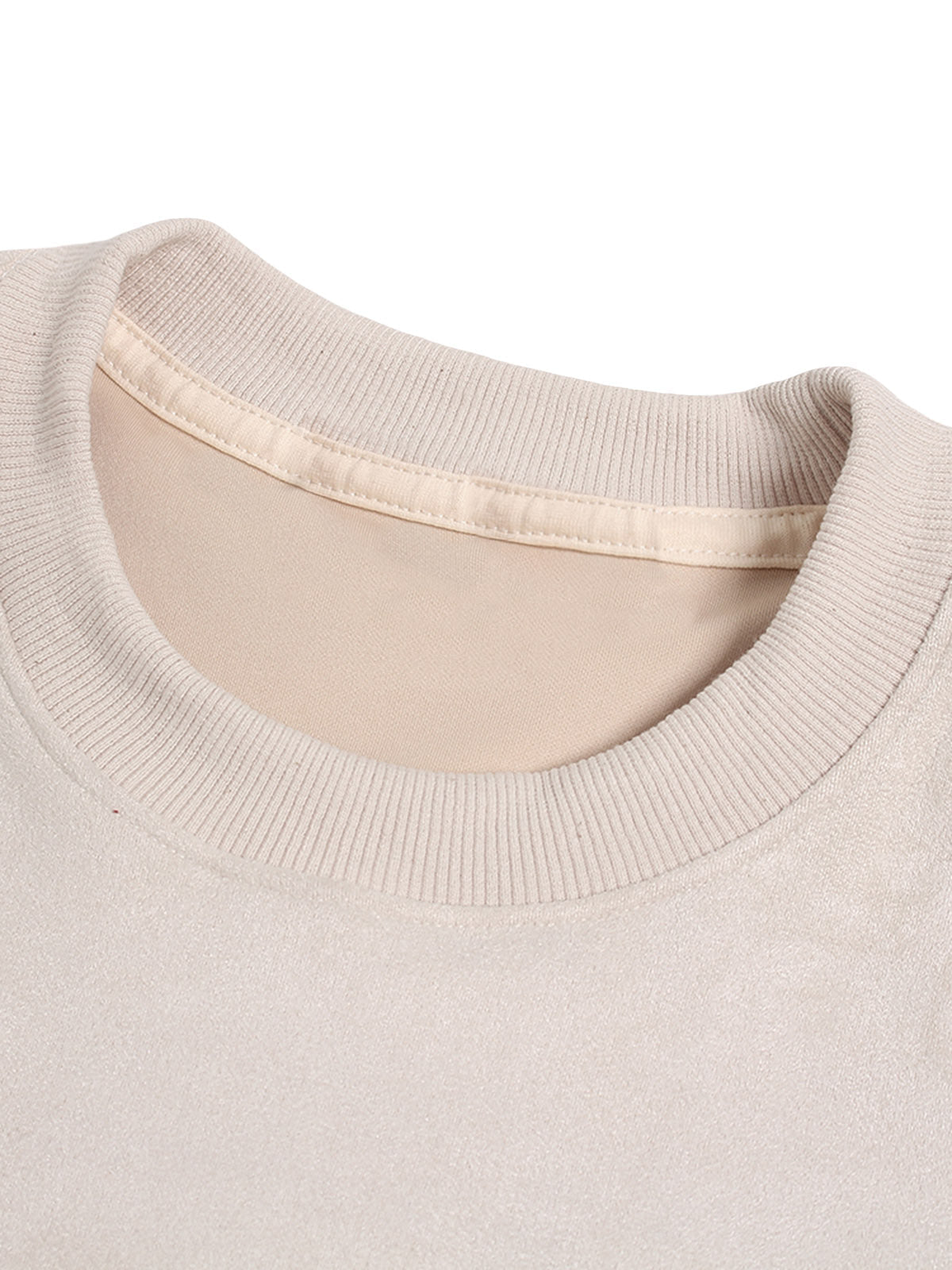 Metallic Print Suede Crew Neck T-Shirt 
