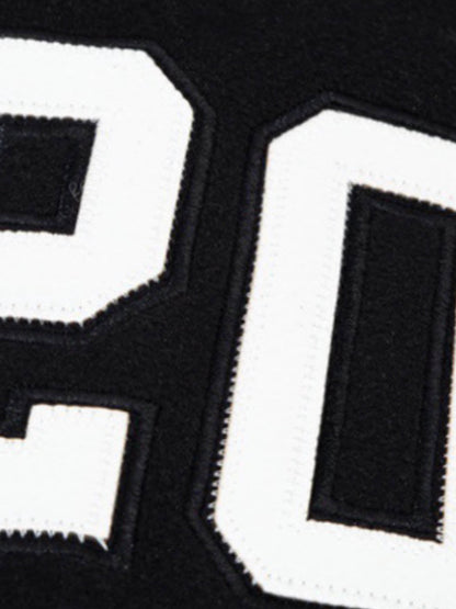 Cotton Blend 80 Number Baseball Jacket Men's Casual Sporty Varsity Coat with Ribbed Cuffs and Hem 