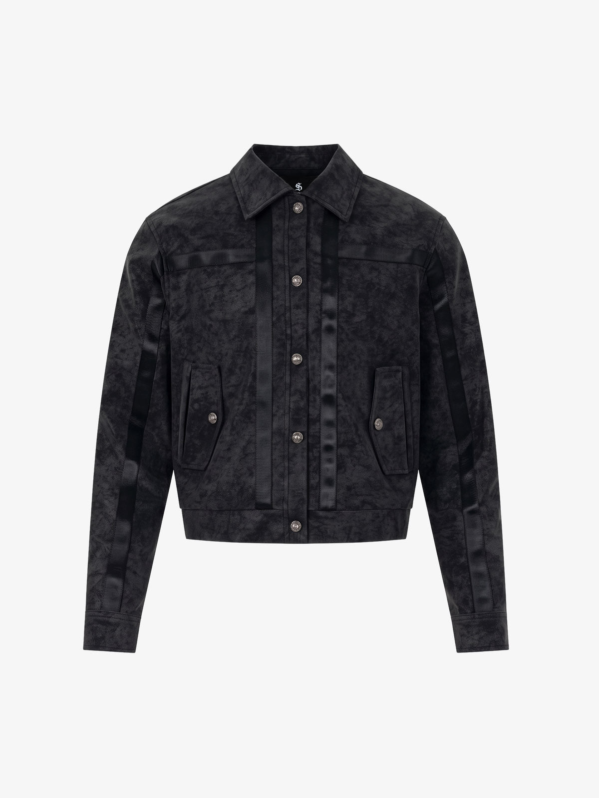 Deconstructed Patchwork Cropped Faux Leather Jacket