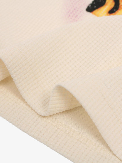 Cotton Waffle Knit Graphic T-Shirt with The Supermade Records Print for Men 