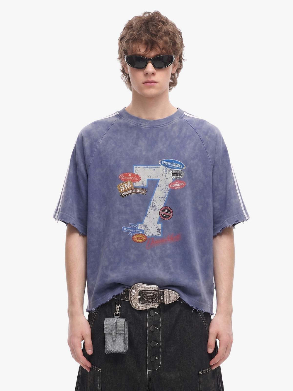 Vintage Washed Number 7 Badge Graphic T-Shirt 