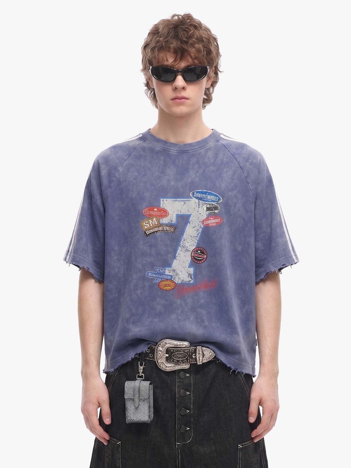 Vintage Washed Number 7 Badge Graphic T-Shirt 