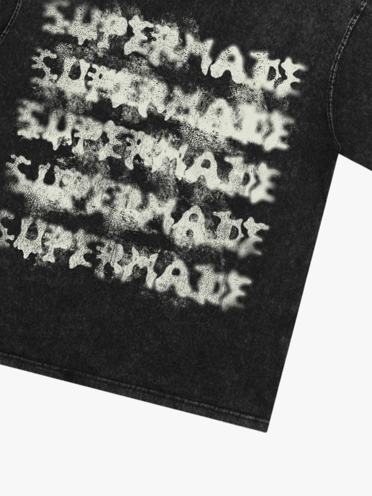 Washed Spray Effect Letter Print T-Shirt 