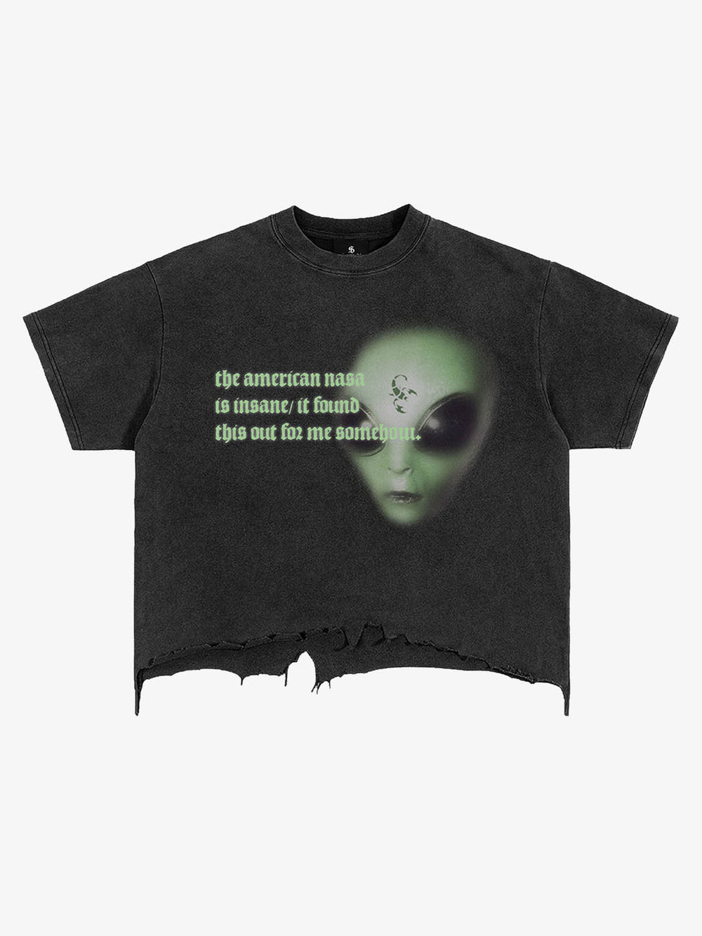 Alien Detection Graphic Washed Distressed Tee