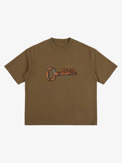 Supermade Rusty Metal Key Print T-Shirt 