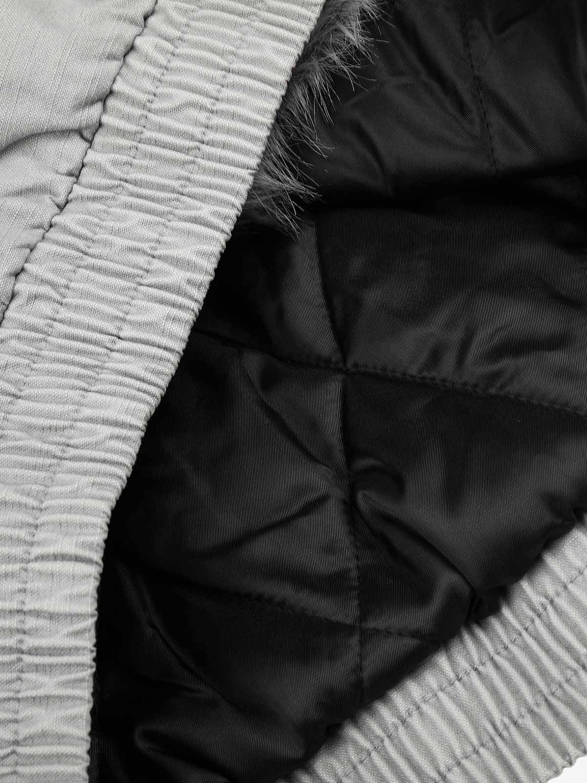 Studded Faux-Fur Collar Bomber Coat