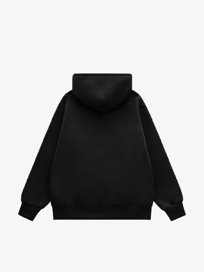 Thesupermade Street Contrast Letter Design Print Plush Hooded Sweatshirt 