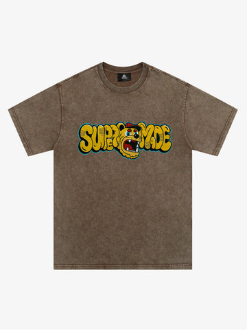 Street Graffiti Trendy Tiger Head Font T-Shirt 