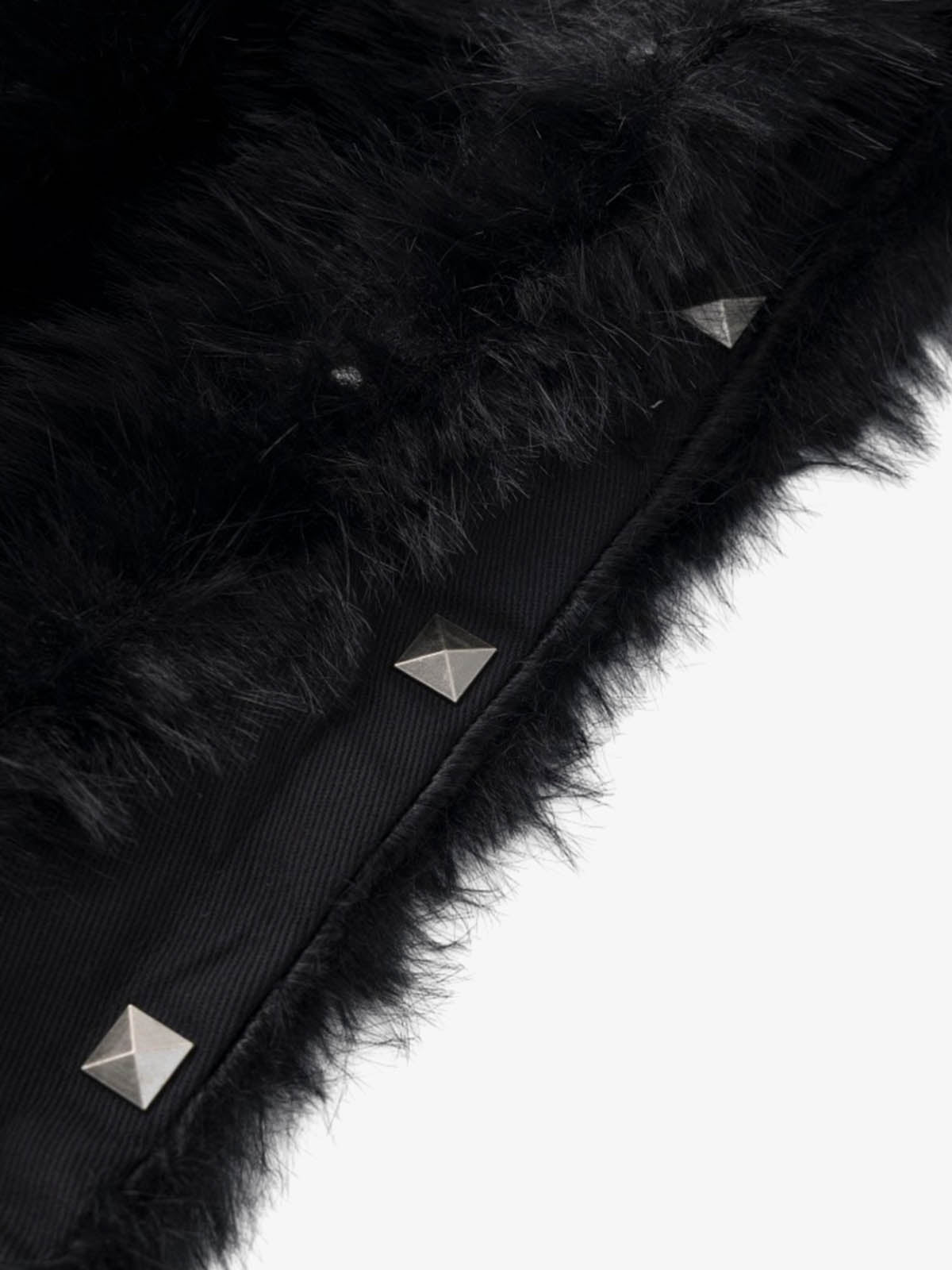 Cross Detail Faux-Fur Coat