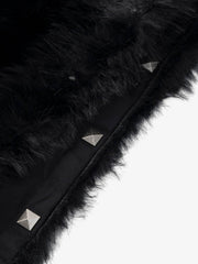 Cross Detail Faux-Fur Coat