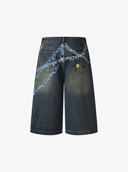 Street Painting Graffiti Denim Jorts 